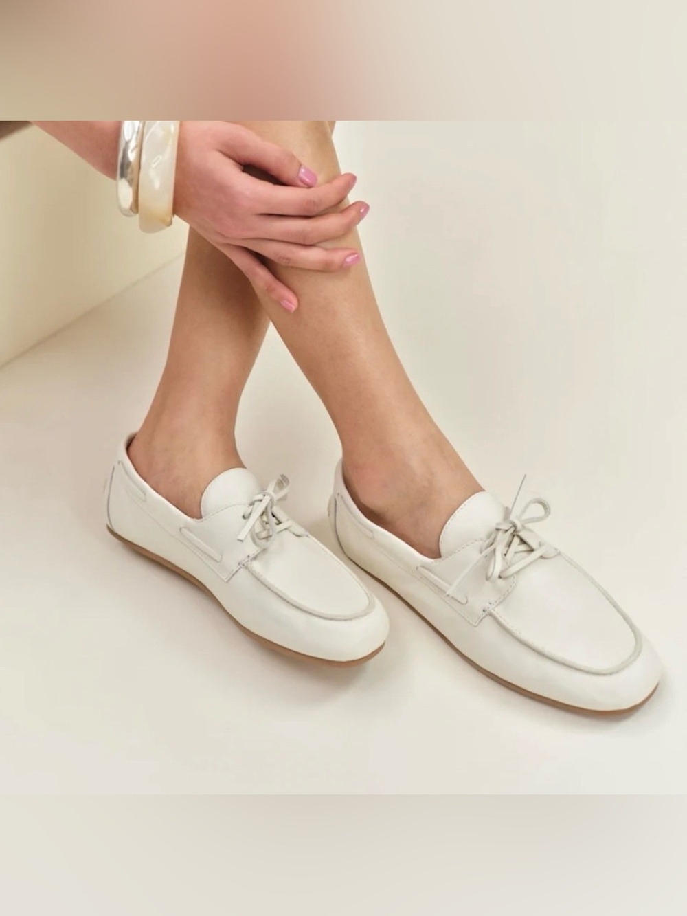 Reformation Fia Loafer in White Leather